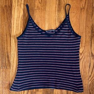 Brandy Melville Womens Tank Top Small Striped Camisole Cropped Navy Red